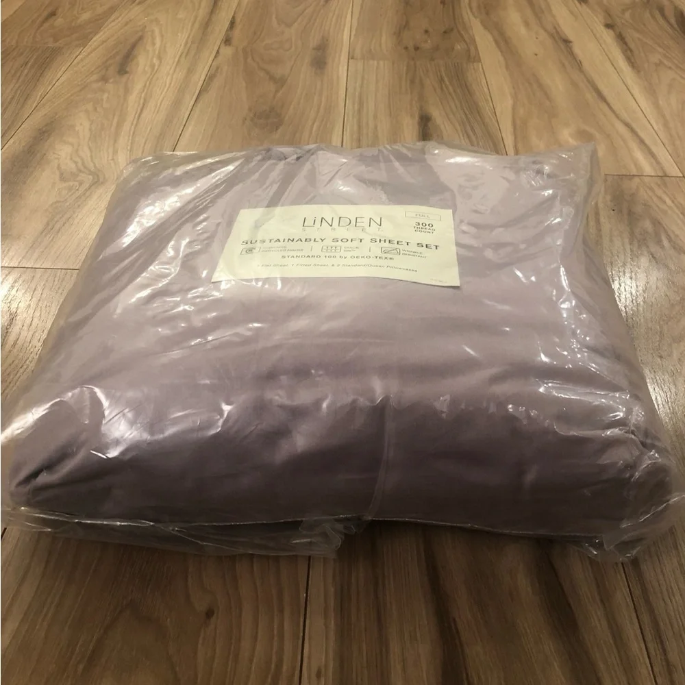 Linden Street 300 Thread Count Sustainably Soft Full Sheet Set, Sterling Mauve